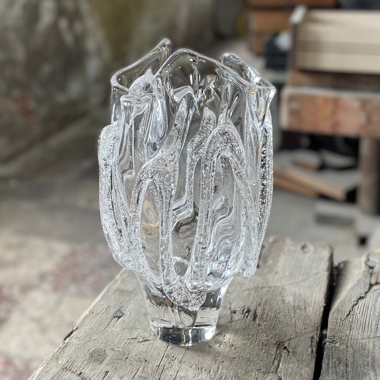 Kodanska Faith Vase 01 Art Vase Clear W/Sand Art Denmark