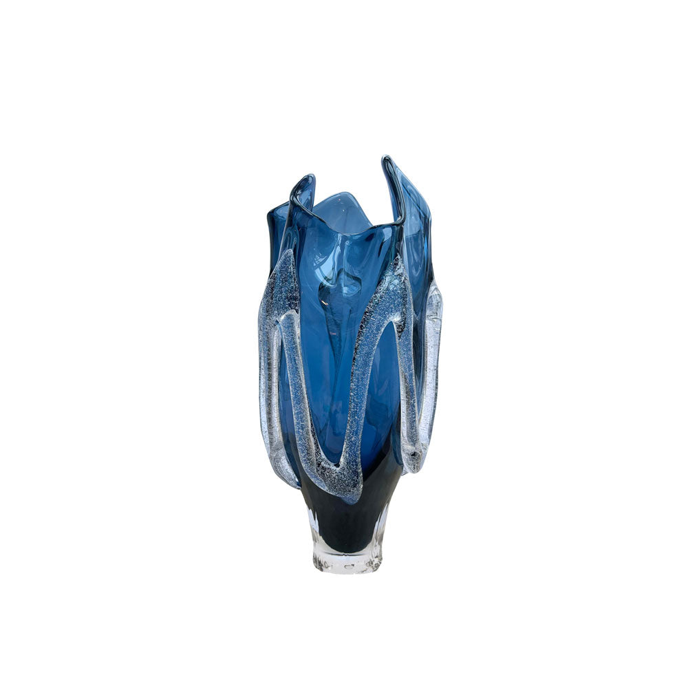 Kodanska Faith Vase 02 Art Vase Blue Smoke W/Sand Art Denmark