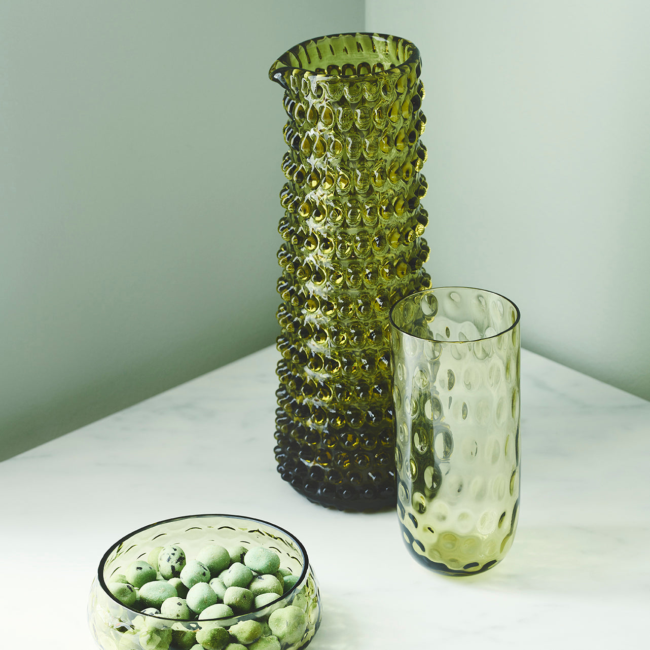 Kodanska Danish Summer Højt Glas Water Glass Olive Green