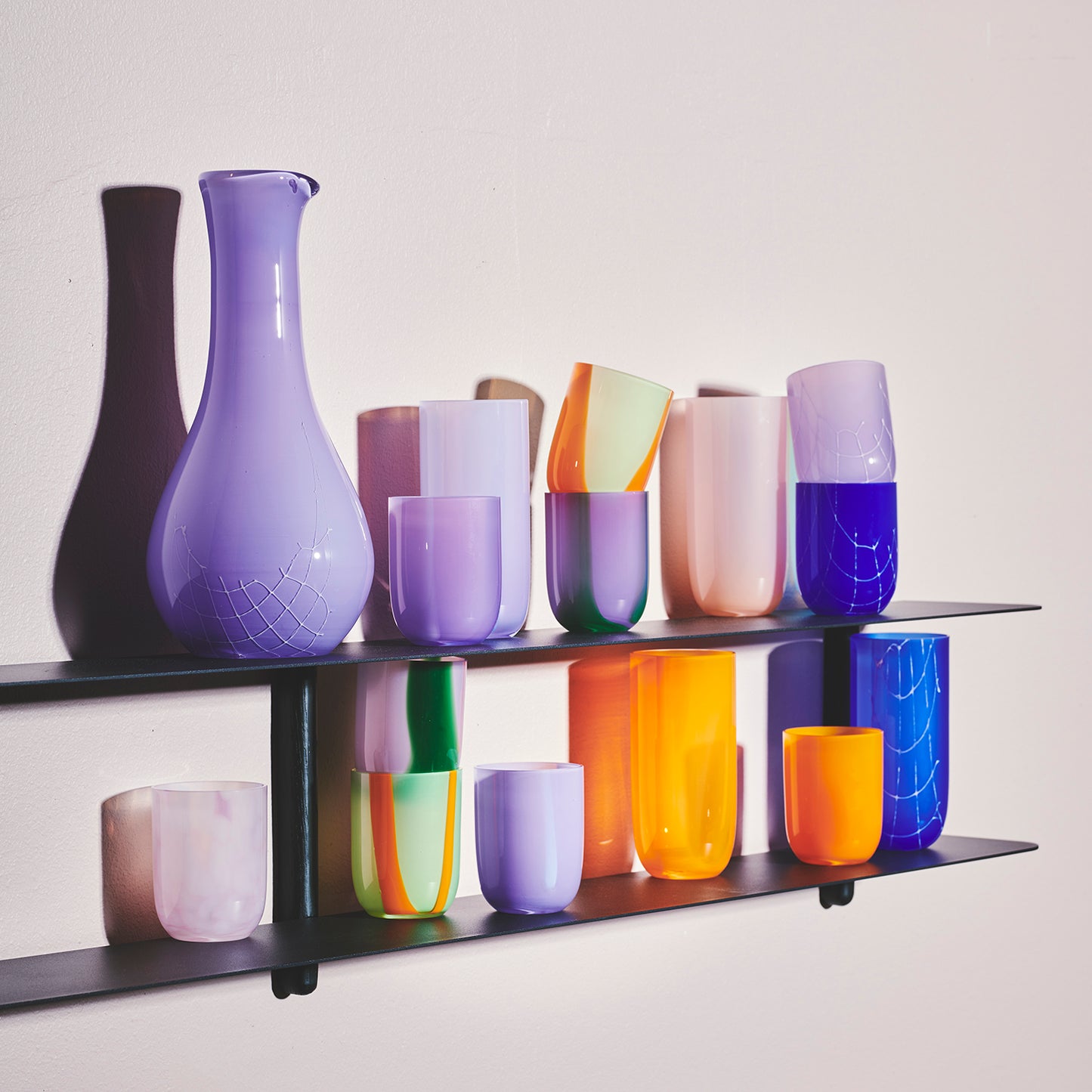 Kodanska Flow Højt Glas Water Glass Purple W. Green Stripes