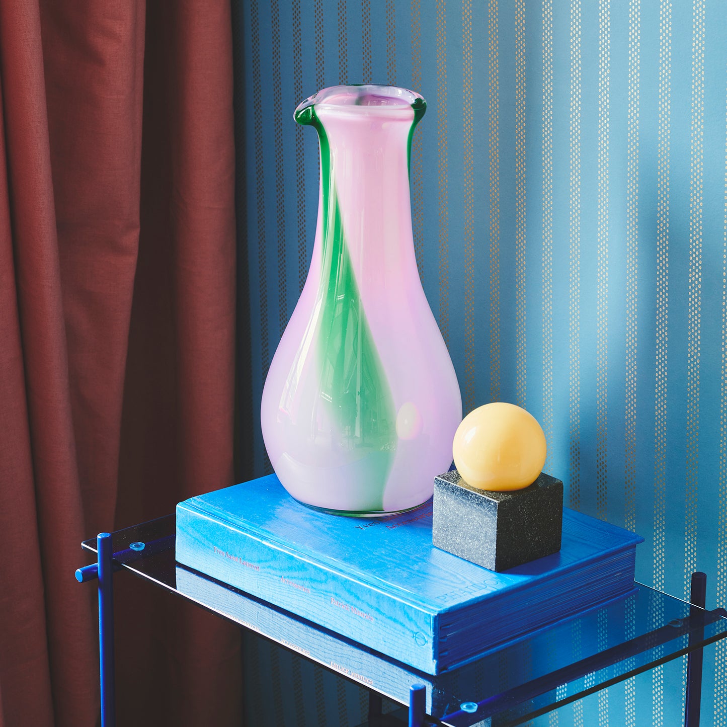 Kodanska Flow Karaffel Carafe / Vase Beige w. Blue Stripes