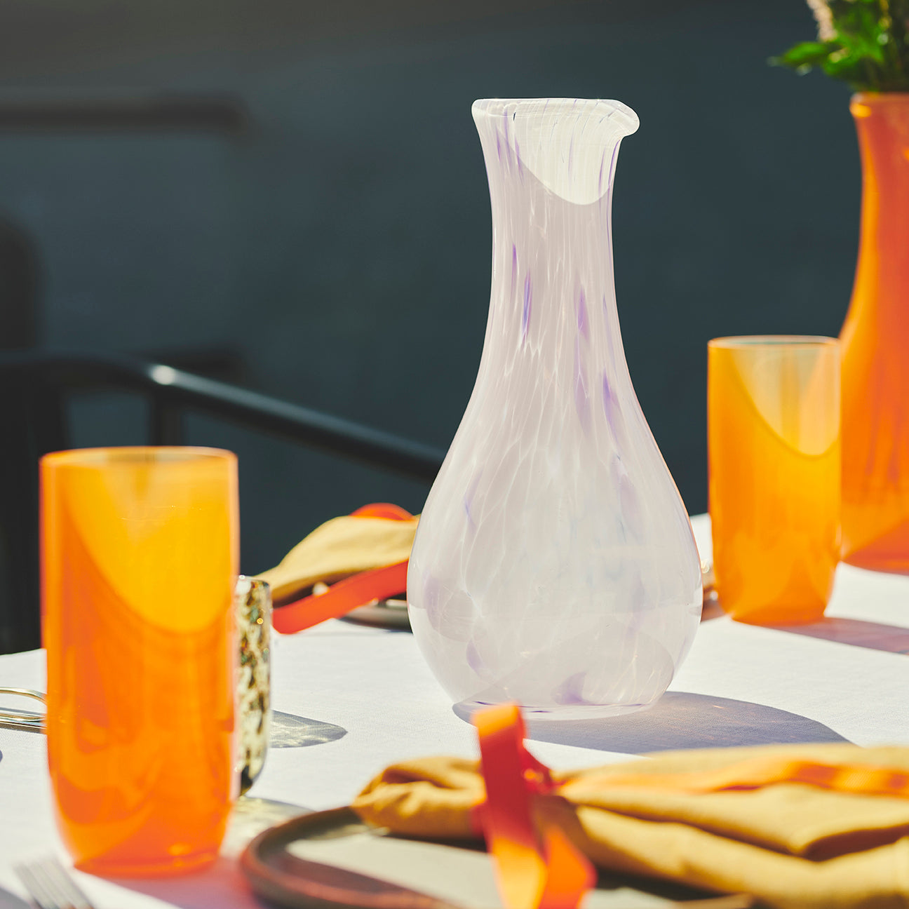 Kodanska Flow Karaffel Carafe / Vase Beige w. Red Stripes