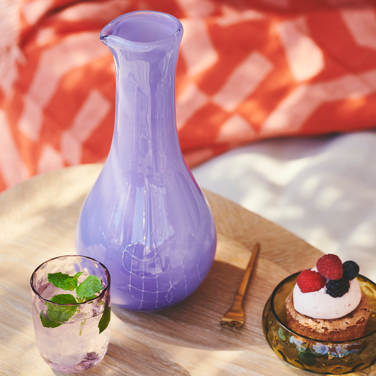 Kodanska Flow Karaffel Carafe / Vase Light Blue W. Stripes