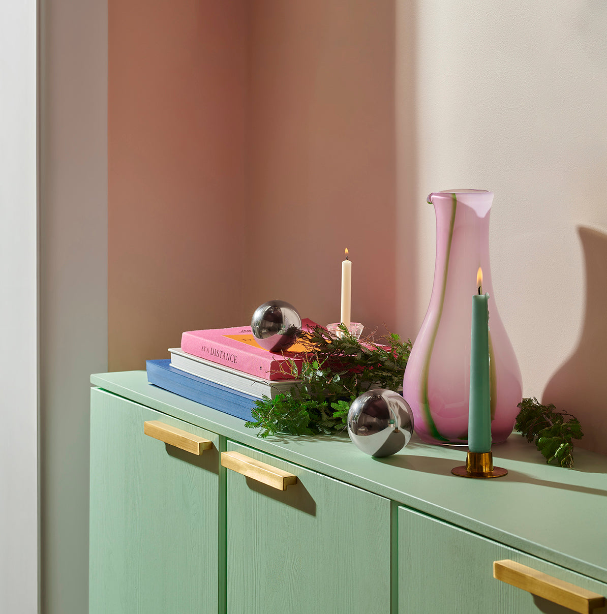 Kodanska Flow Karaffel Carafe / Vase Purple W. Green Stripes