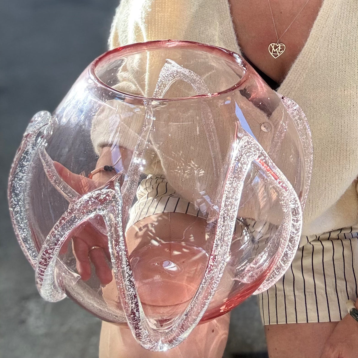 Kodanska Faith Vase Circle Art, D30 cm Vase Pink W/Sand Art Denmark