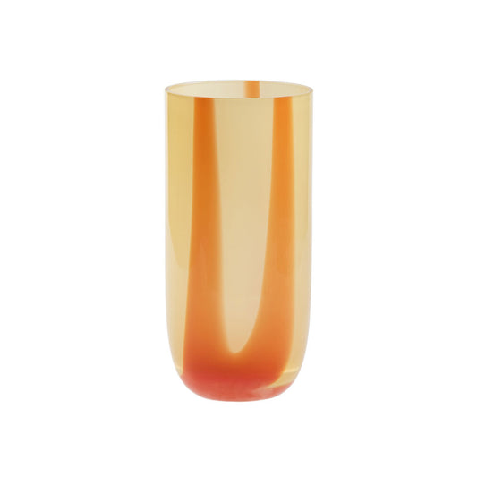 Kodanska Flow Højt Glas Water Glass Beige w. Red Stripes