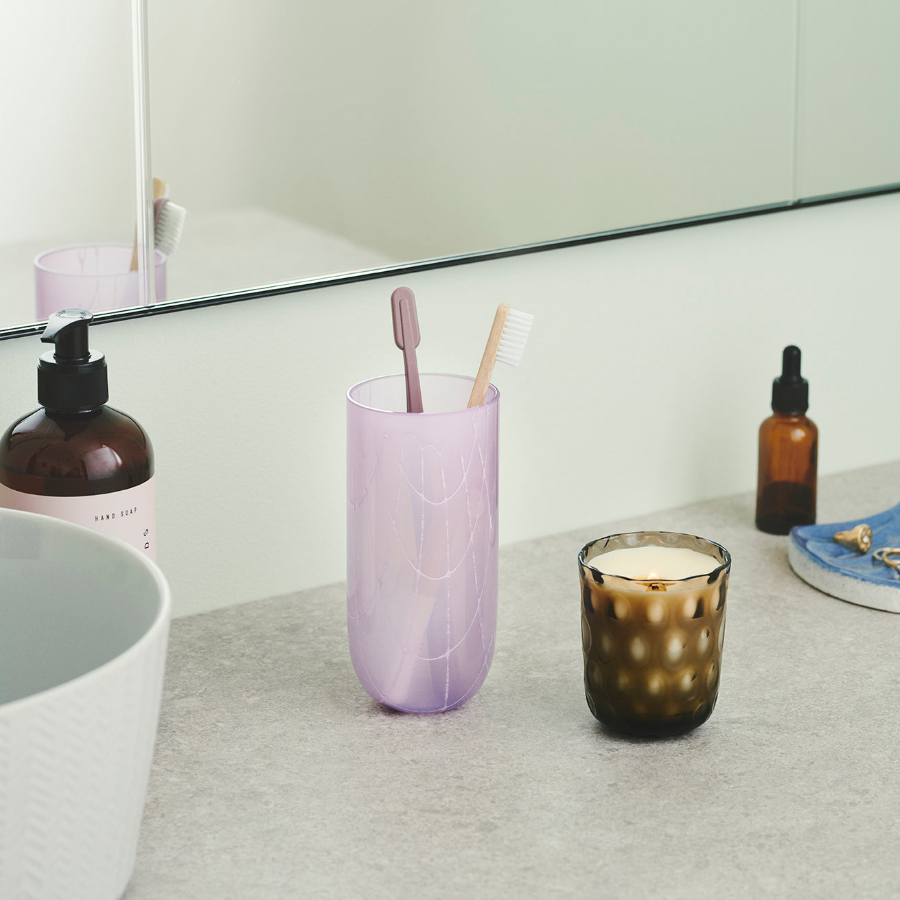 Kodanska Flow Højt Glas Water Glass Purple W. Print
