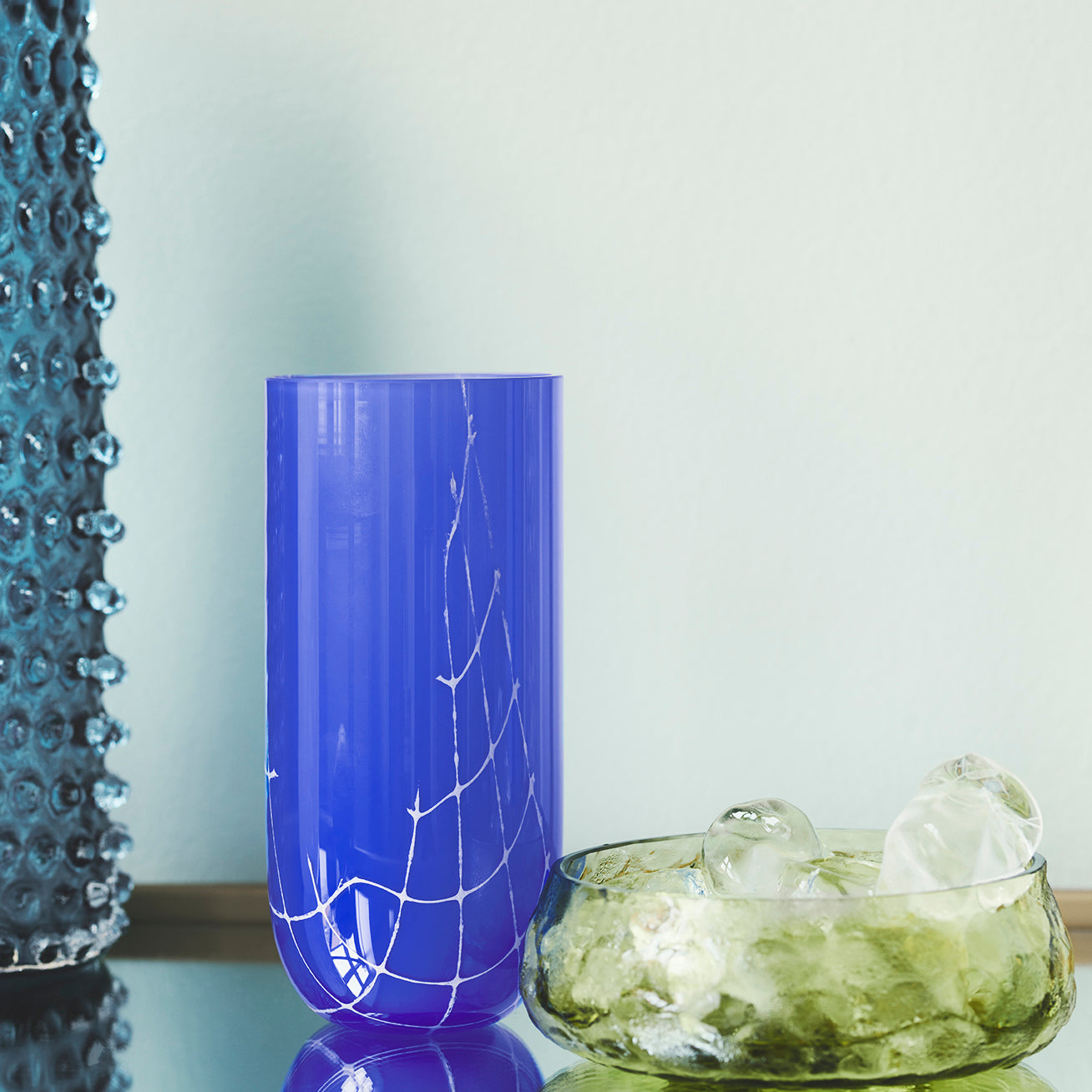 Kodanska Flow Glas Water Glass Blue W. Print