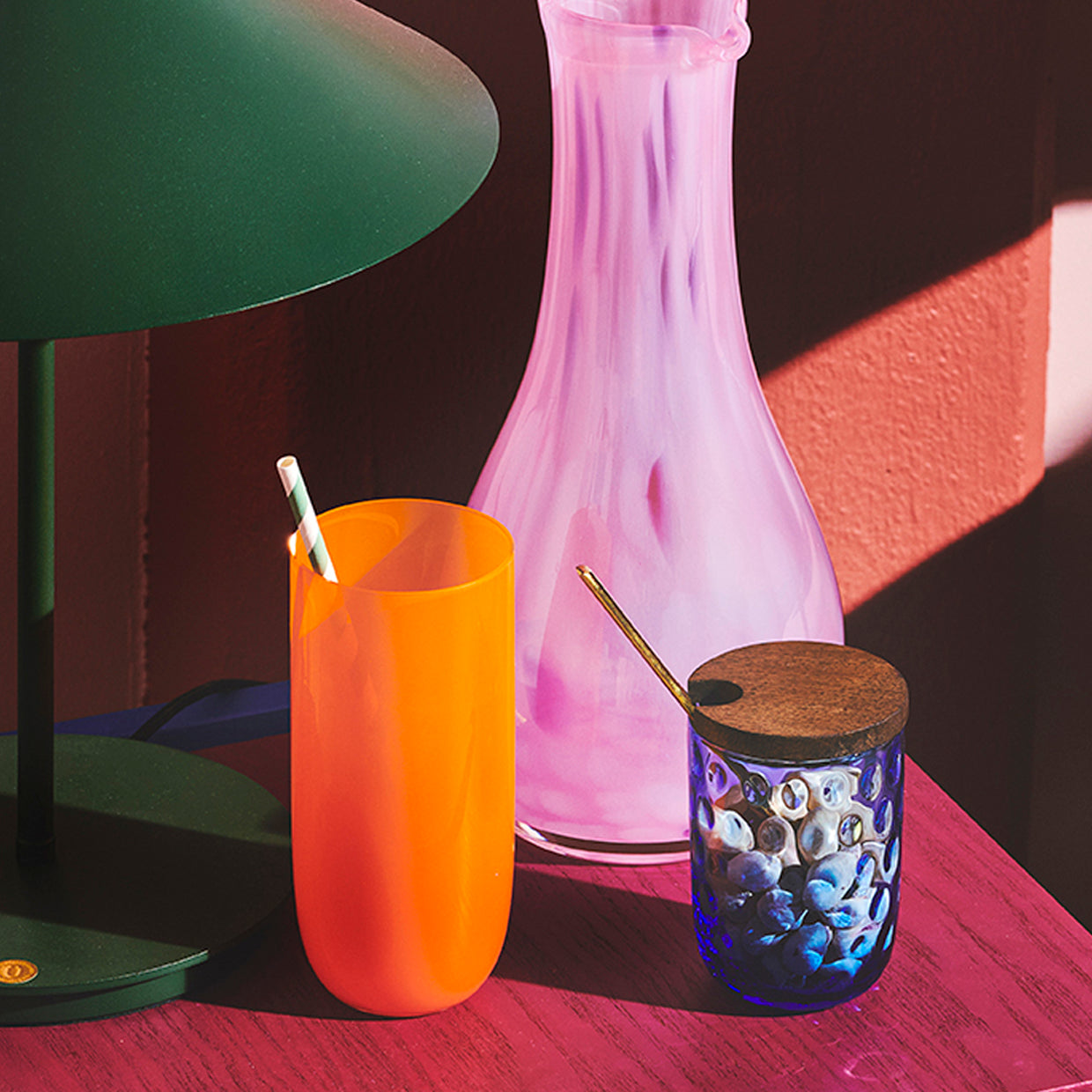 Kodanska Flow Højt Glas Water Glass Orange W. Dots