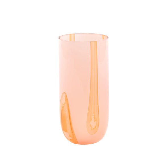 Kodanska Flow Højt Glas Water Glass Pink W. Red Stripes